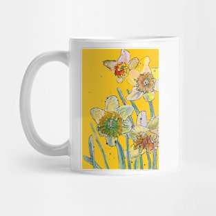 Abstract Yellow Daffodil Watercolor on Yellow Mug